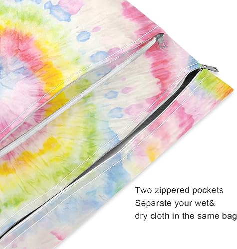 Miniatura 3 de xigua Paquete de 2 bolsas húmedas y secas para pañales de tela, bolsa de trajes de baño impermeables con asa para bolsa de viaje para playa, teñido