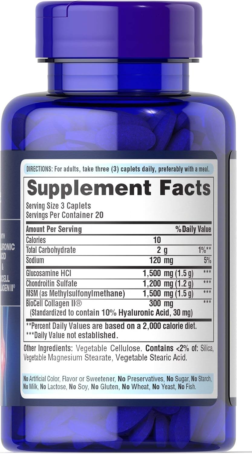 Puritan's Pride Joint Soother Glucosamine, Chondroitin & MSM with Hyaluronic Acid & Collagen