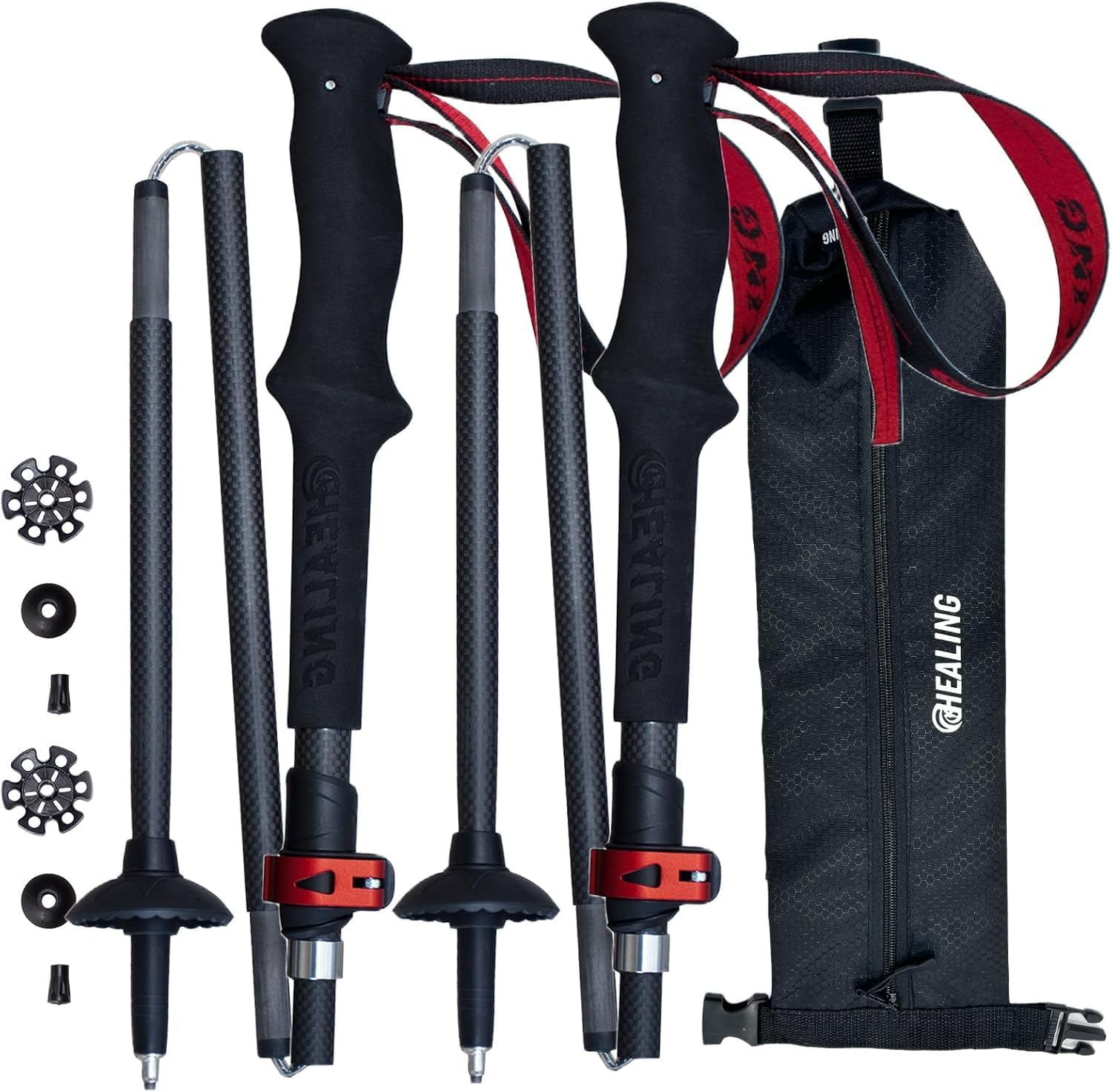 Ultralight Carbon Fiber Trekking Poles (Set of 2) | Foldable & Adjustable Hiking Sticks with Cork Handles for Men & Women