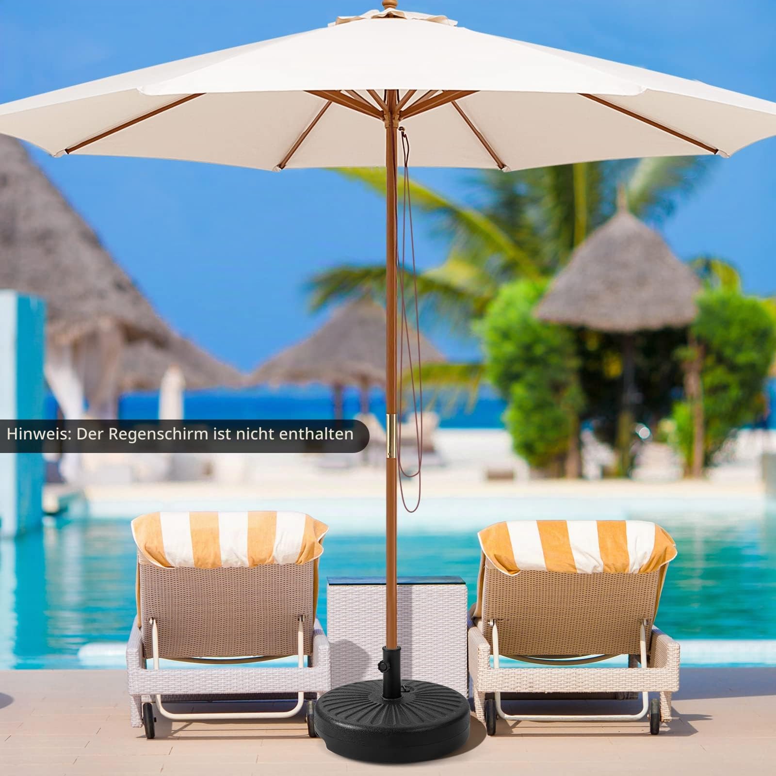 KOMFOTTEU Sonnenschirmständer befüllbar mit Wasser oder Sand, Schirmständer für Schirmstöcke von 38/48 mm, Sonnenschirmfuß mit Griff, Marktschirmständer für Garten, Terrasse, Strand (Modell 2)