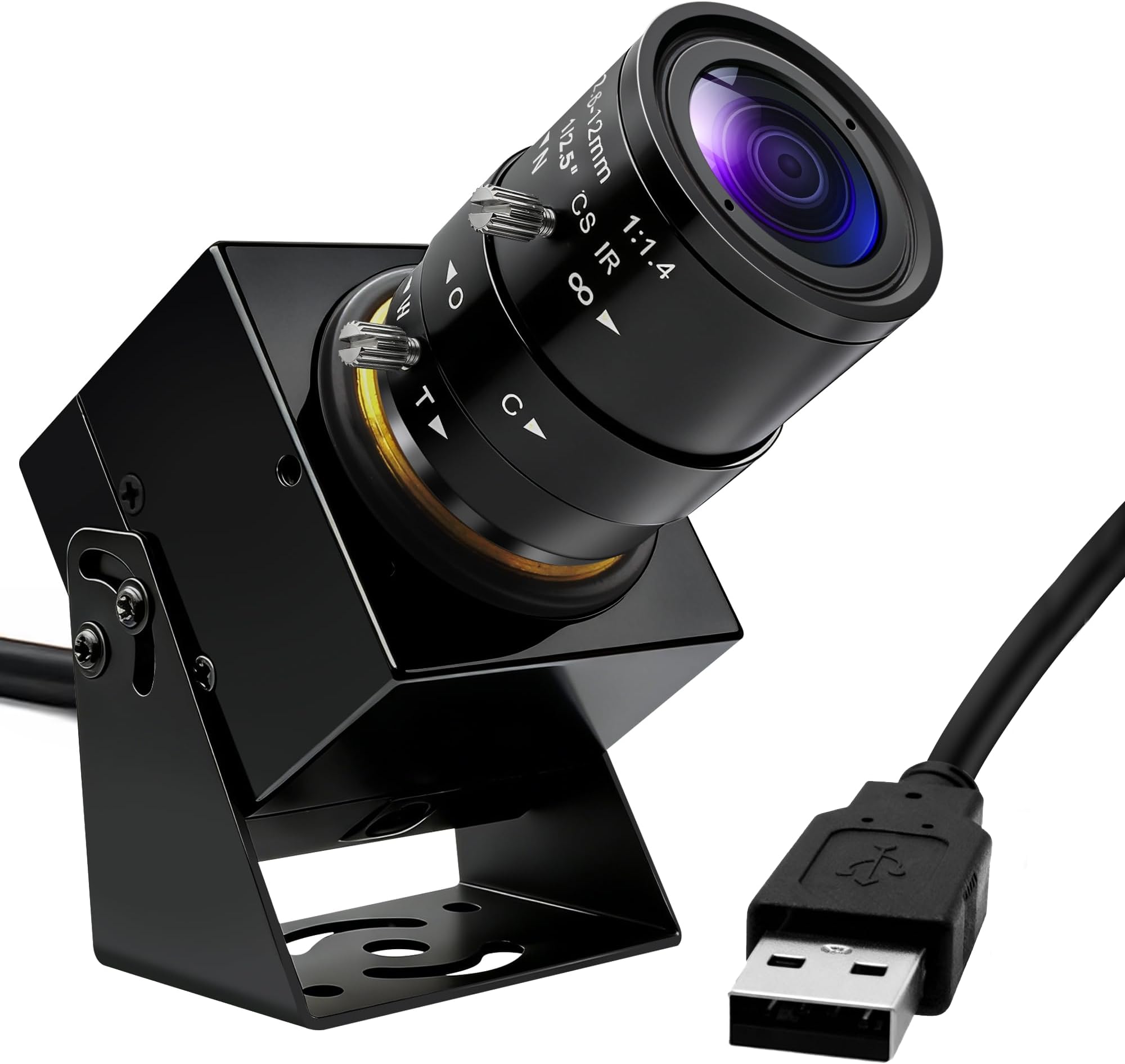 Industrial Global Shutter USB Camera 2MP HD 90fps High Speed USB Camera with Manual Zoom Lens Plug & Play for Machine Vision/High-Speed Inspection/Motion Analysis
