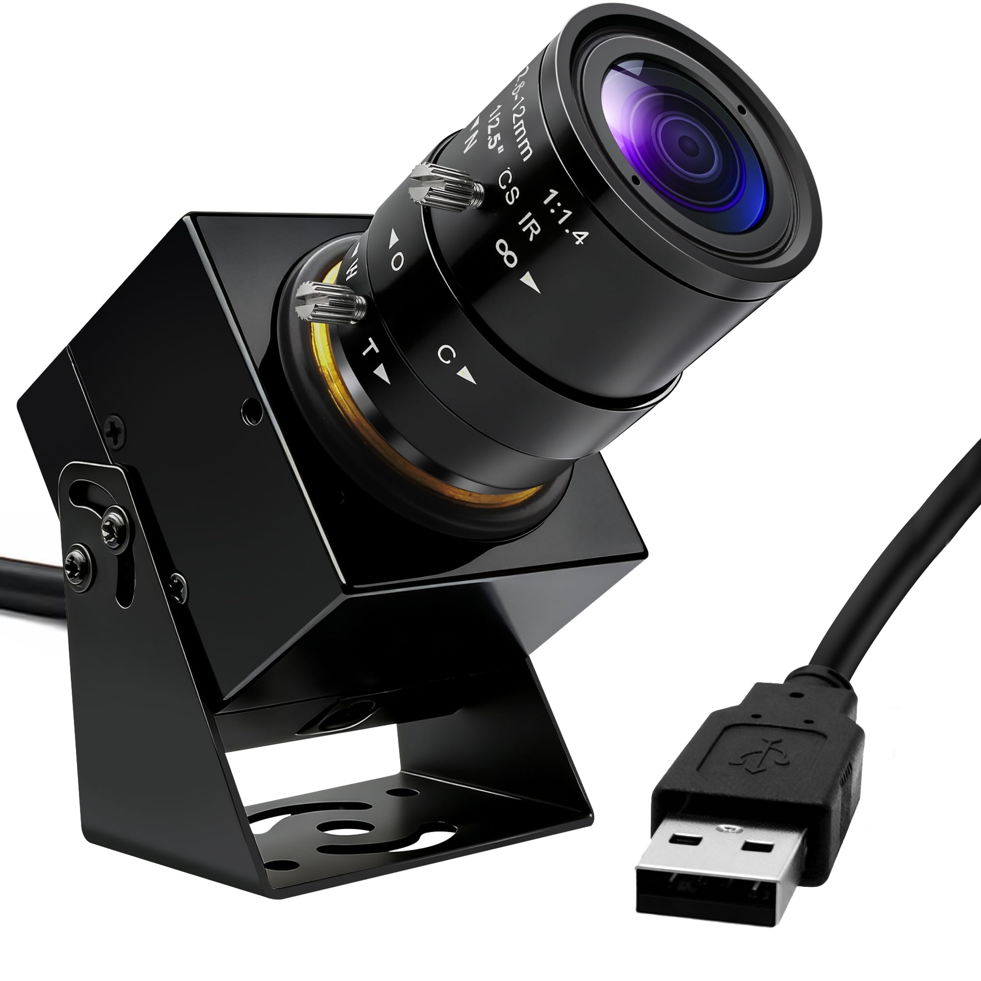 Industrial Global Shutter USB Camera 2MP HD 90fps High Speed USB Camera with Manual Zoom Lens Plug & Play for Machine Vision/High-Speed Inspection/Motion Analysis