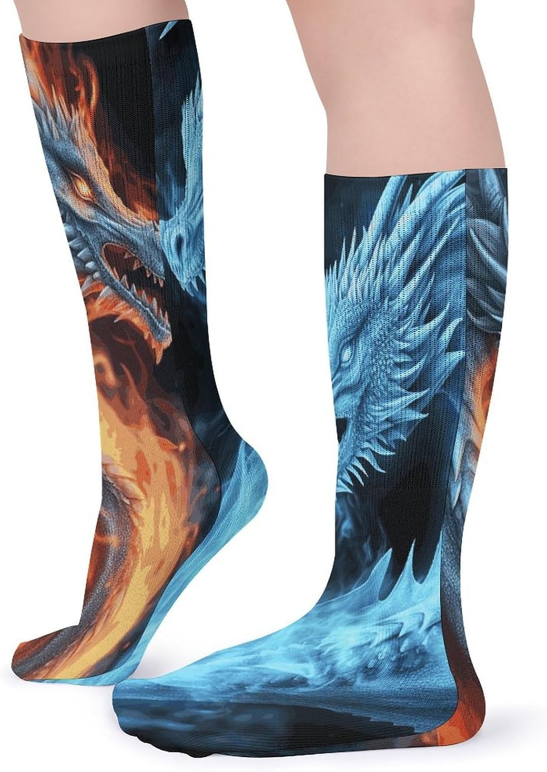 Ice And Fire Dragons Crew Socks Cozy Casual Calf Socks Lightweight Long Work Sock Breathable Athletic Sock for Hiking Sports Running 5 Pairs