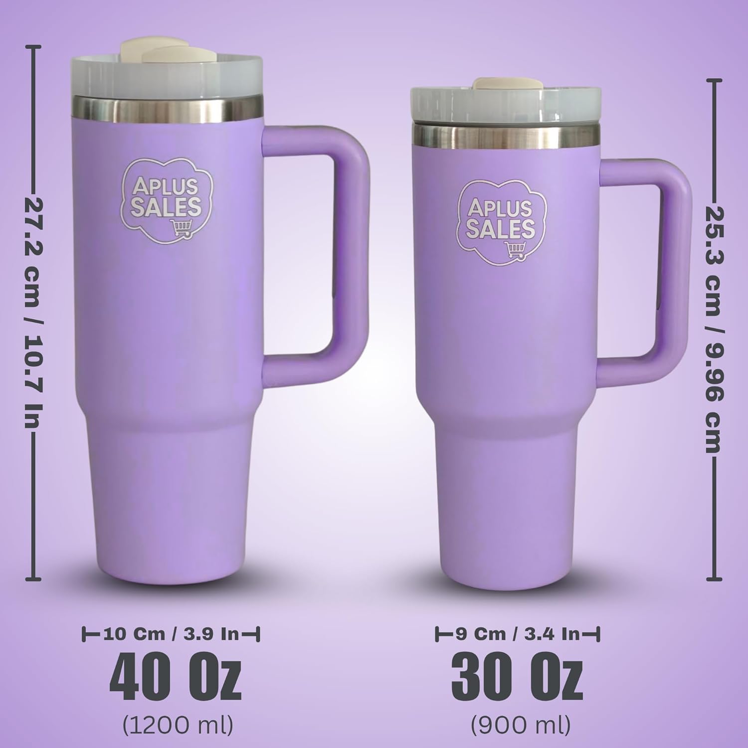 30 oz Tumbler with Handle & Straw Lid - Stainless Steel Tumbler - Tea, Beverages & Travel Coffee Mug - Leakproof & Double-Walled Insulated Cup Water Bottle with Straw - Cup Holder Size - Light Purple - Image 2