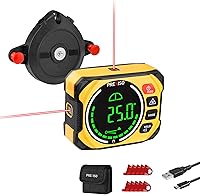PREXISO 3-in-1 Laser Level Digital Angle Gauge Magnetic Rechargeable w/ Wall Mount - Precise Angle Finder for Woodworking DIY Hanging Frames