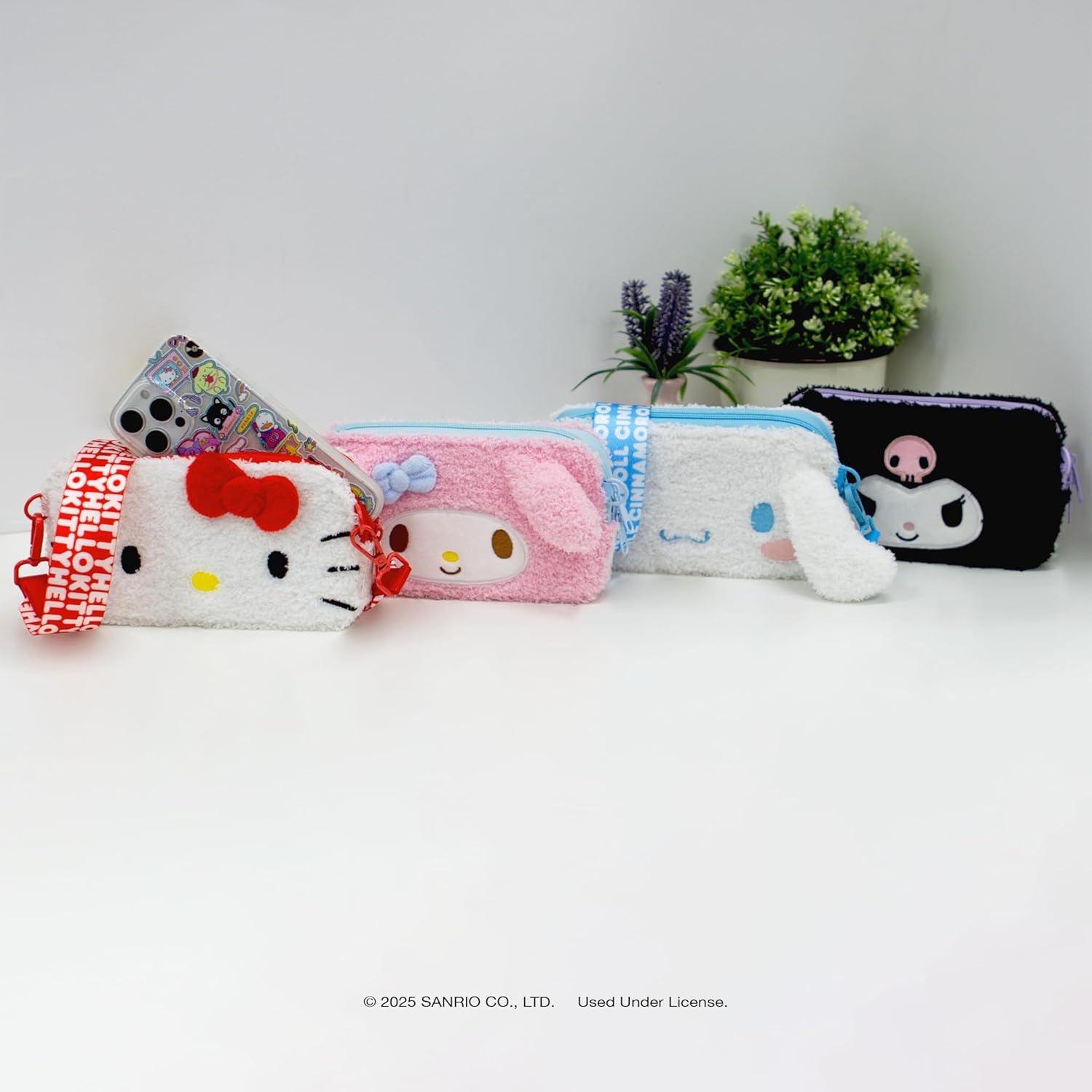 Sonix x Sanrio Plush Phone Wallet - Fuzzy Character Crossbody Bag, Furry Phone Bag, Universal Smartphone Purse - Hello Kitty - Image 3