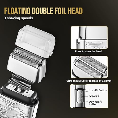 Miniatura 6 de Bomxin Cortadora de barba para hombres, cortadora de pelo eléctrica inalámbrica profesional, juegos recargables, afeitadoras eléctricas de papel de