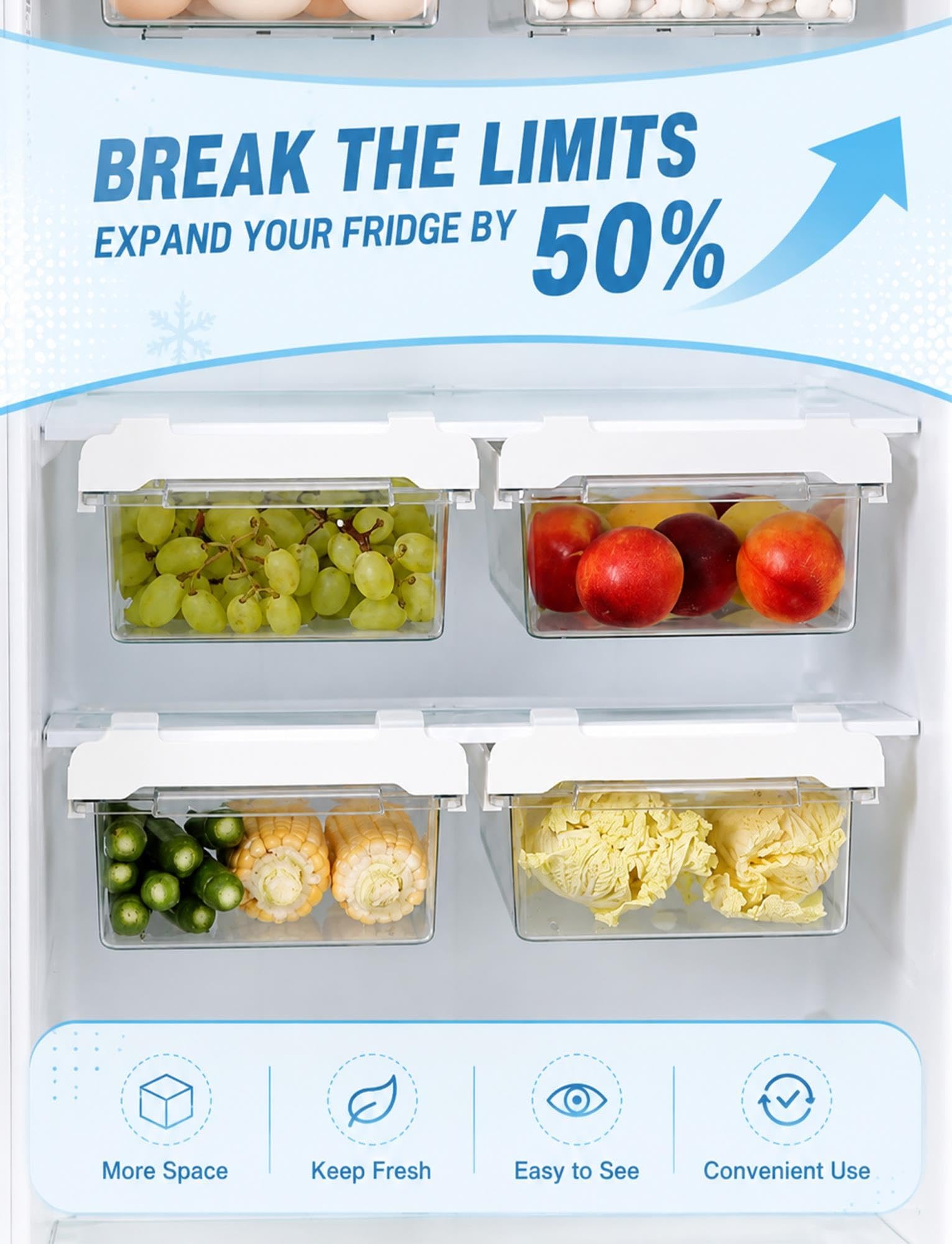 Cajón colgante para frigorífico, almacenamiento bajo estante, huevos