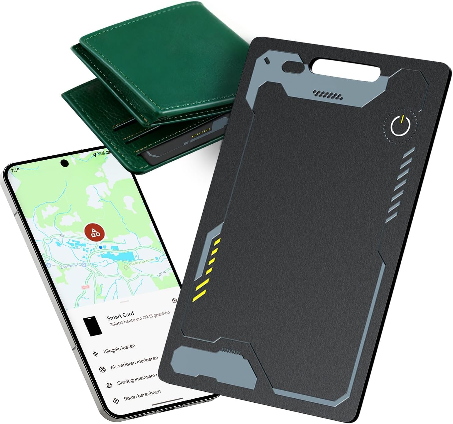Android Wallet Tracker Karte, Ultradünn Tracking Card für Android kompatibel mit Google Find Hub, Wiederaufladbare IP68 Wasserdicht Bluetooth Smart Tracker Tag für Geldbörse, Koffer, Portemonnaie