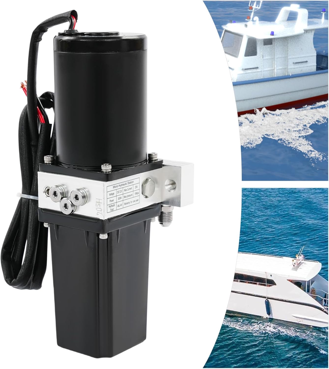 12V DC 300W Motor Reservoir Pump, 2800RPM Bidirectional Gear Pump, Adjustable Pressure for Driving Outboard Motor Hoists, Rdder Mechanisms, Hydraulic Equipment
