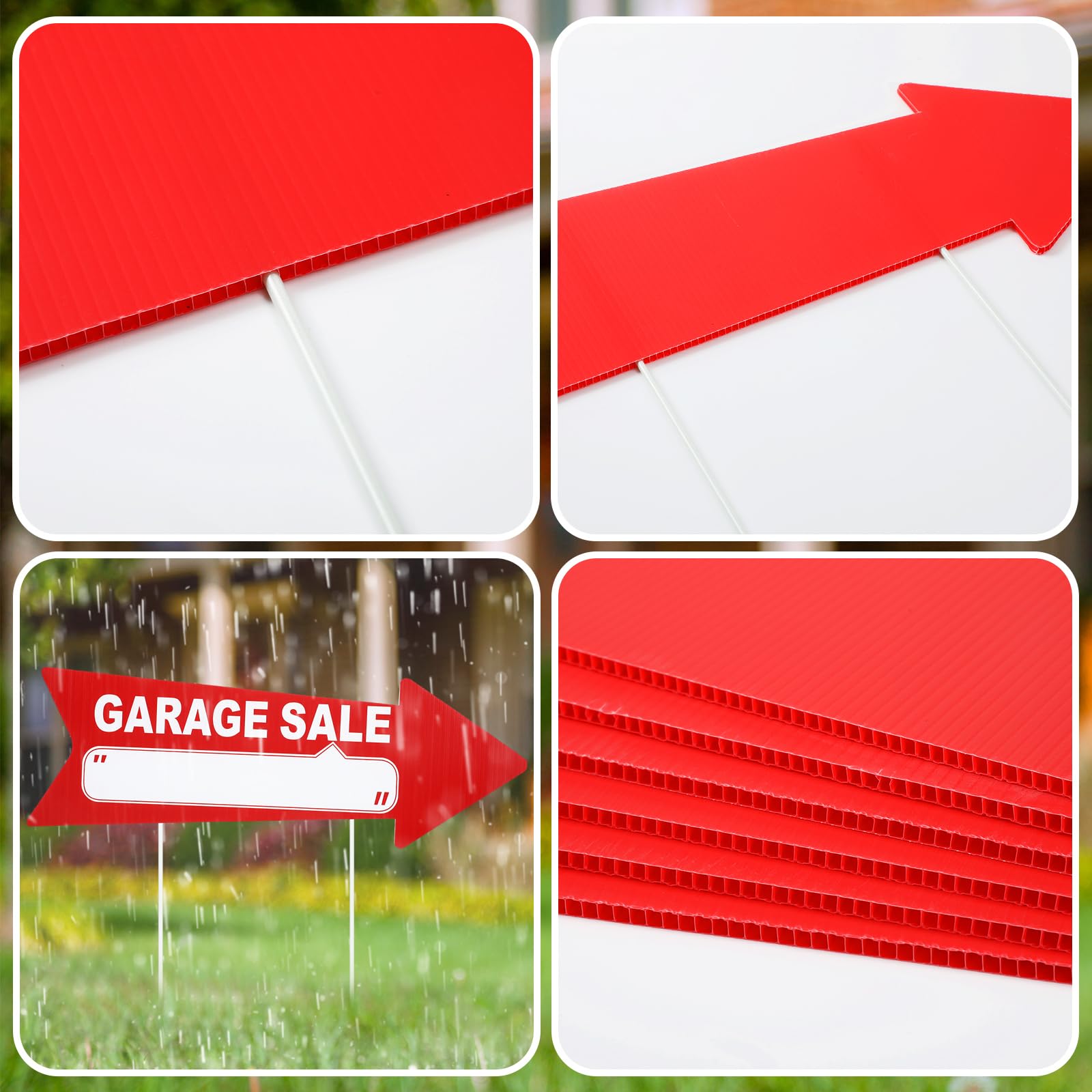 Barydat 12 cartelli a freccia con paletti, 43 x 15 cm, rosso
