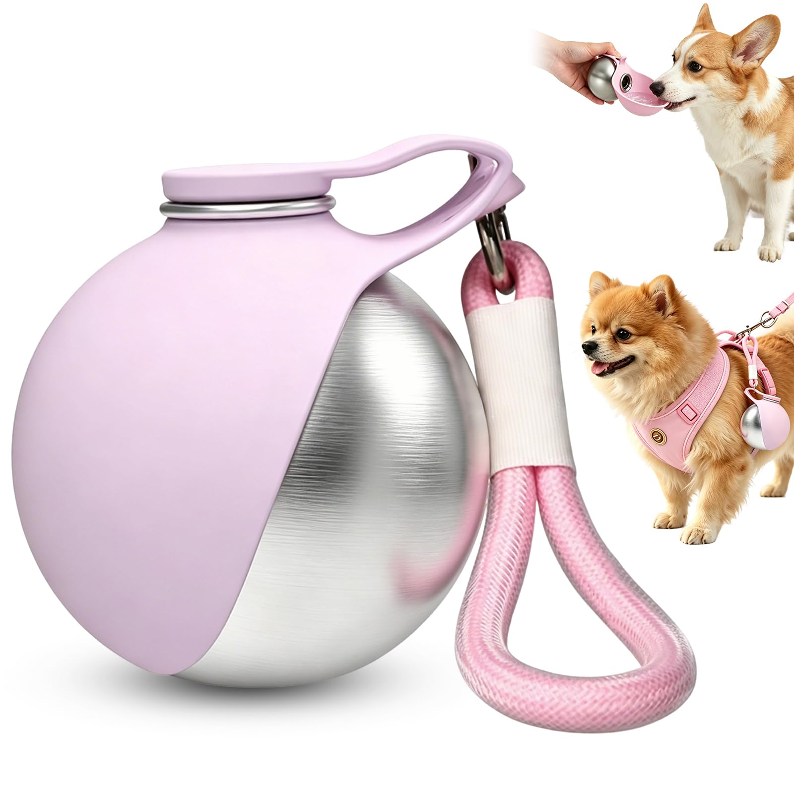 Botella para Perros para Viajes, de Acero Inoxidable, Botella portátil para Beber 285 ml, diseño de Silicona Plegable, Ideal para Paseos al Aire Libre y Caminatas