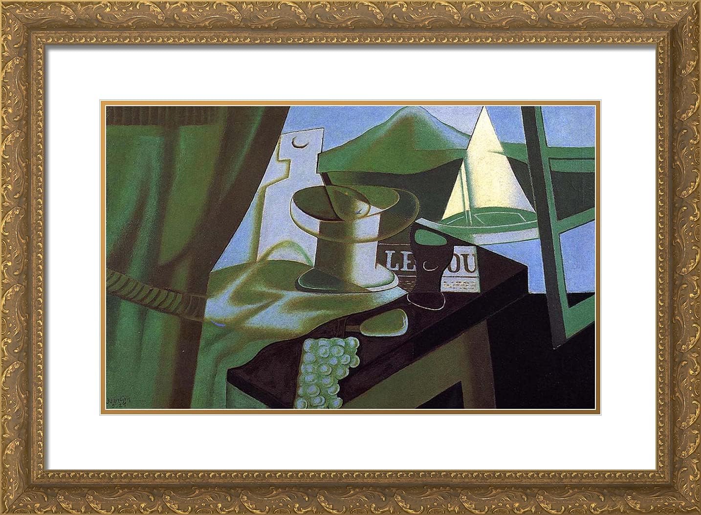 ArtDirect Gris, Juan 24x18 Gold Ornate Framed Art Print with Double Matting Titled: The Bay