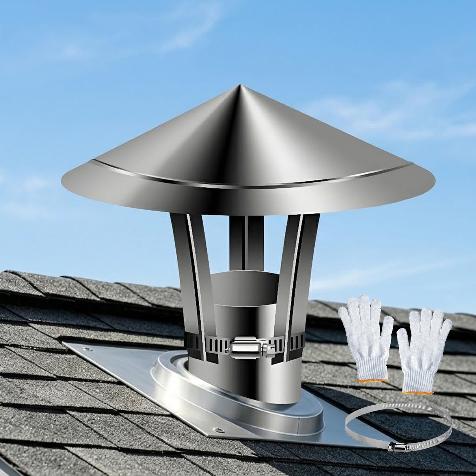 Schornsteinabdeckung Edelstahl 201 Regenhaube Runde Kaminhaube Dachaufsatz