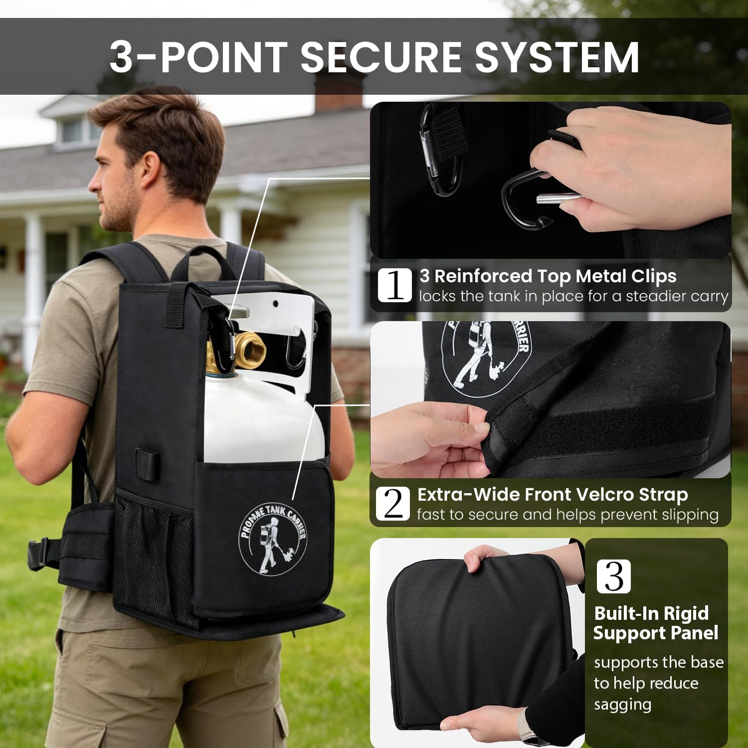 Propane Tank Backpack for 5LB or 10LB Cylinders with Weed Torch Pocket