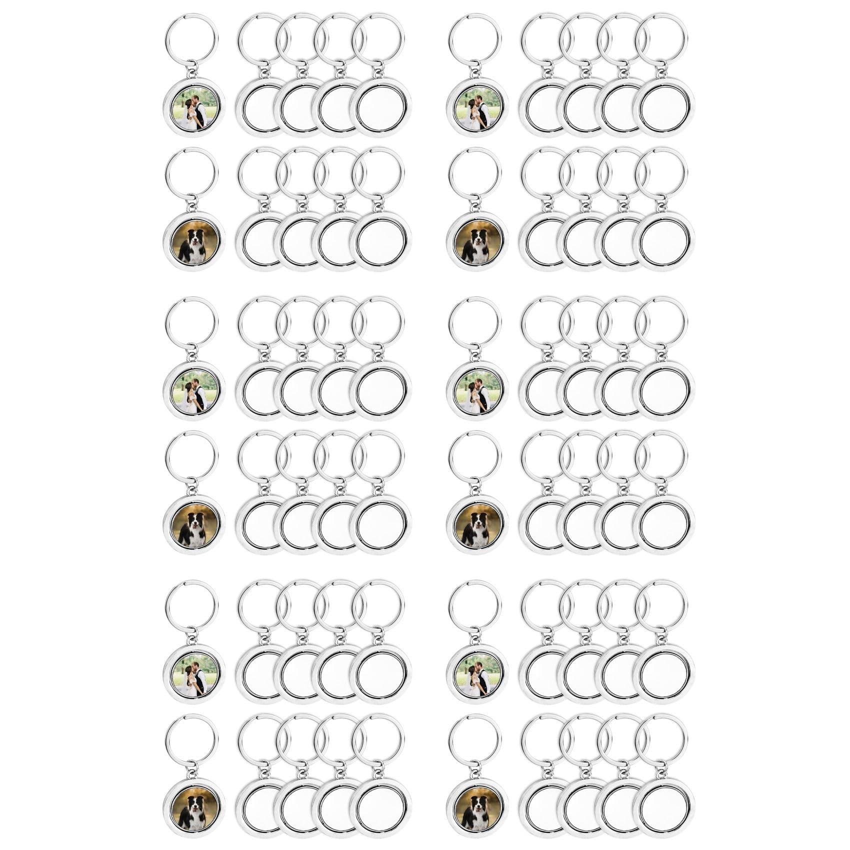 Porte-clés sublimation rotatifs en métal : lot de 60 pièces vierges personnalisables