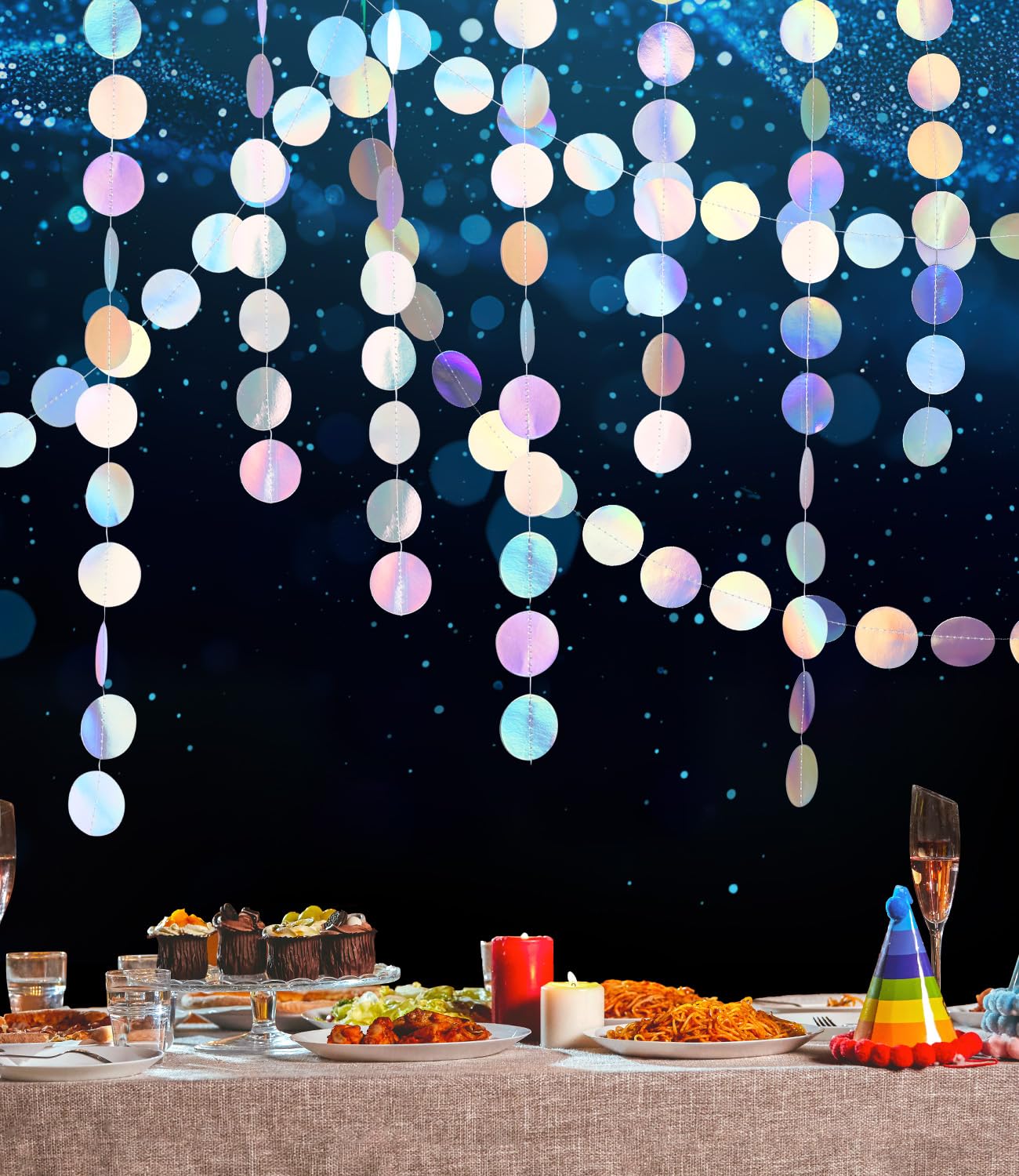 Guirlande Papier Rond, RosyFate 4M Guirlande Etoile Papier Réfléchissante, Etoile Decoration, Guirlande Colorée Papier, Pour Mariage, Fête, Anniversaire, Baby Shower