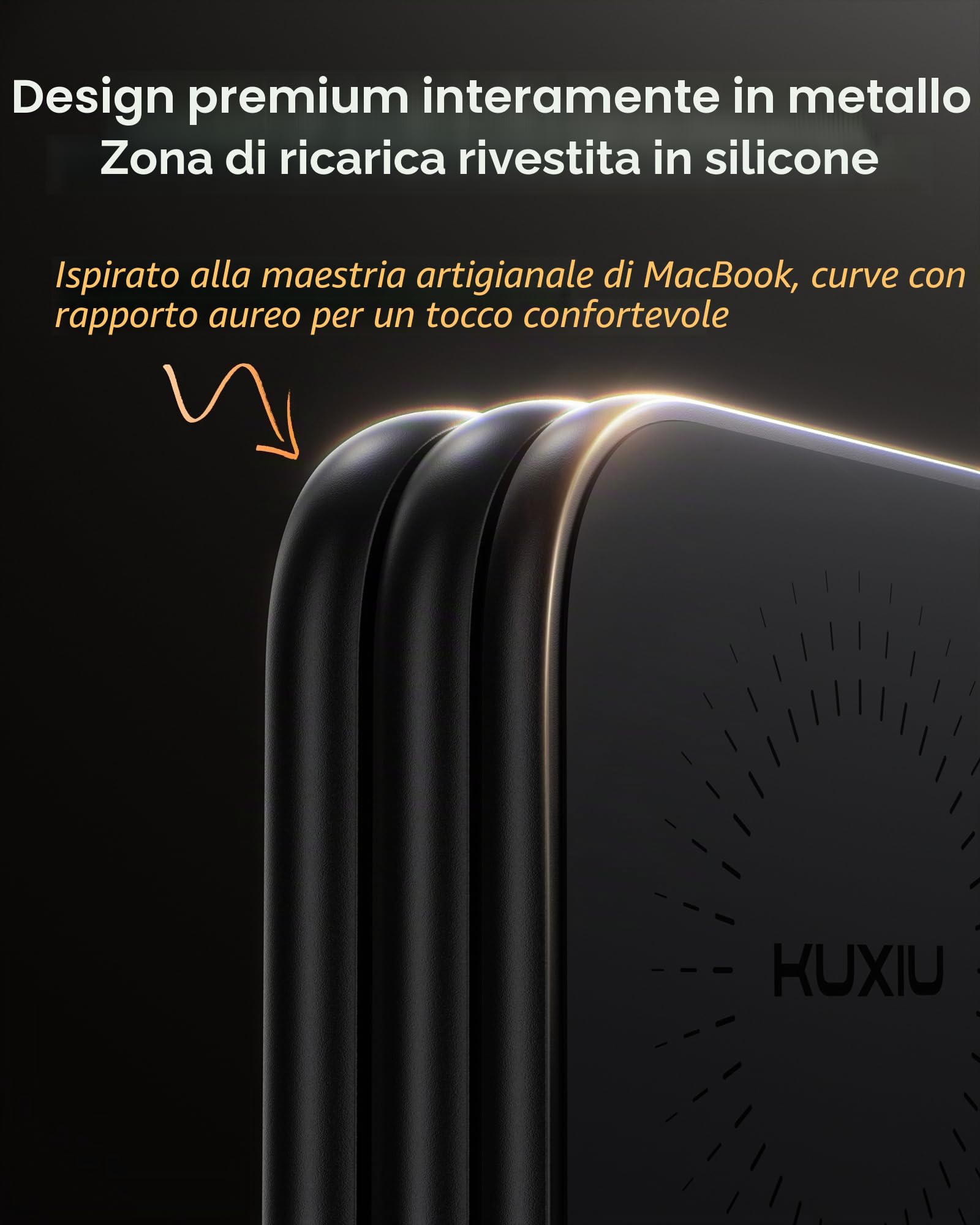 KU XIU X40 Turbo Qi2 25W Stazione di Ricarica, Caricatore Wireless 3 in 1 Pieghevole per iPhone 17/16/15/14/13/12/Air, 5W per iWatch 11–4/SE/Ultra & Auricolari Wireless, Design in Alluminio, Nero
