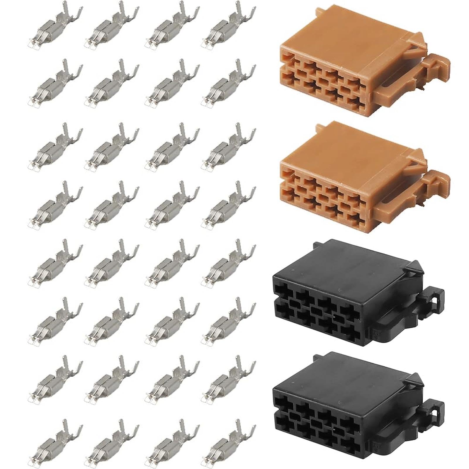 SRunDe 2 Pack 16-Pin Car Audio Connector Plug Car Stereo Radio Wiring Harness Cable Adapter CD Stereo Adaptor Lead connector with Terminal for Replace Car Audio Speaker Accessories