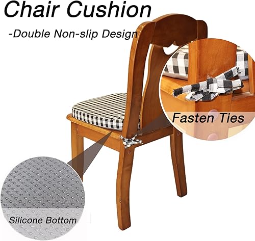 Miniatura 6 de Collection - Cojines de espuma viscoelástica con lazos, goma antideslizante para cocina, cojines en U con funda lavable a máquina (S, negro y