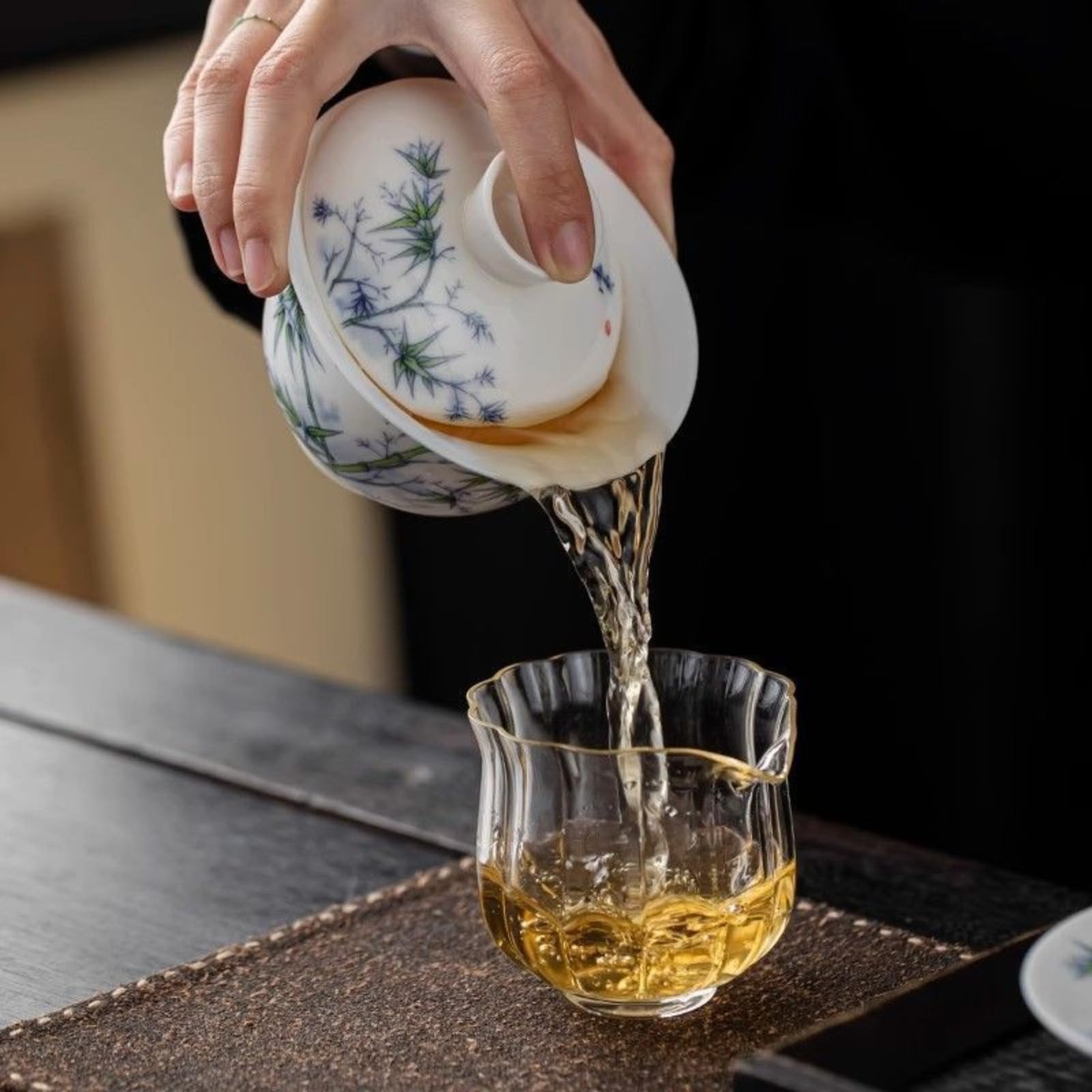 Ręcznie rysowana ceramiczna Gaiwan, 160 ml 153.1 g, baranina tłuszcz jadeitowy zestaw do herbaty Kung Fu