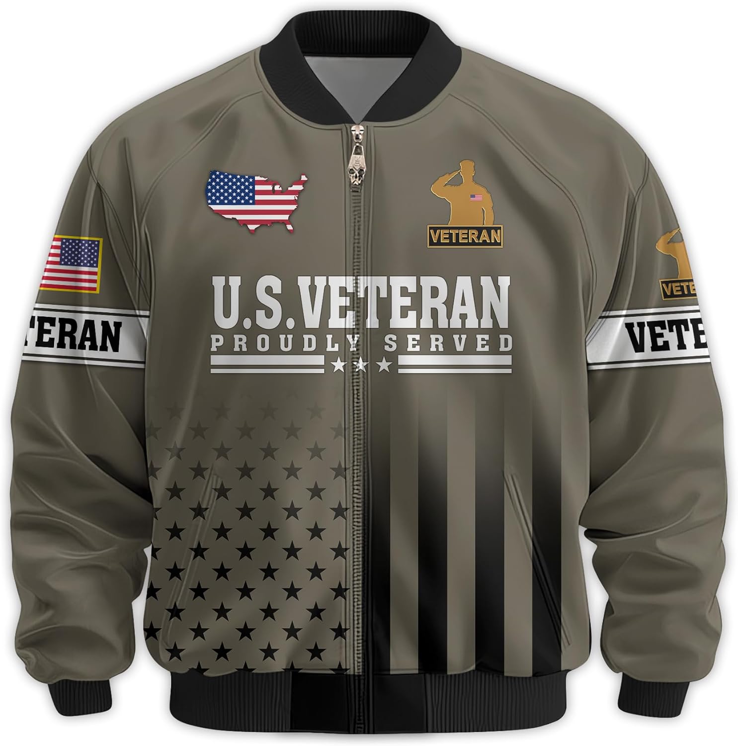 Honoring Patriotic Varsity Bomber Jacket for Veterans, Military Style Men’s Outdoor Jacket – Perfect Veterans Day Gifts