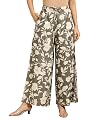 RATAN Women's Cotton Printed Loose Fit High Rise Flared Wide Leg Palazzo Pants (CFP-Brown-X-Large)