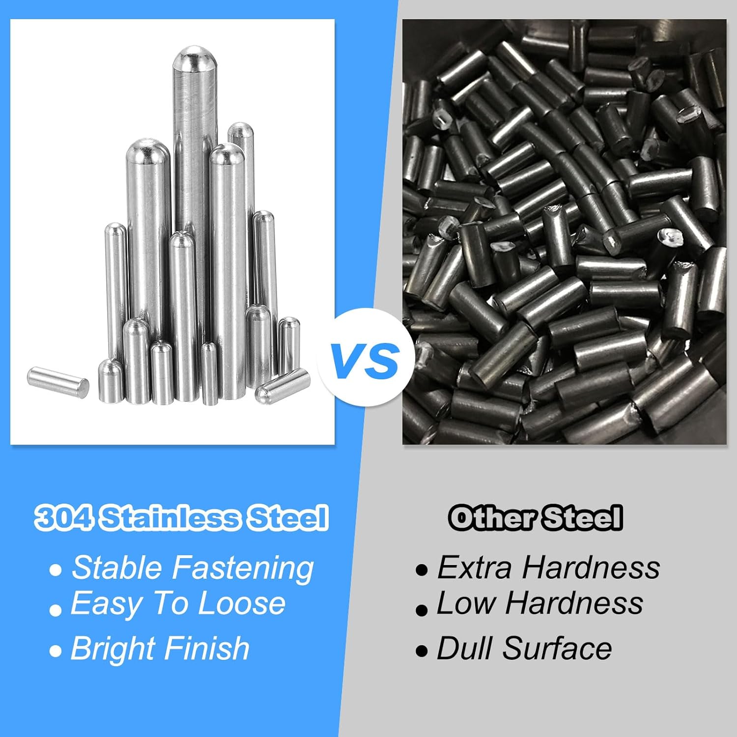 PATIKIL 50pcs Dowel Pins M1.5 x 6mm Stainless Steel Round Chamfered Head Shelf Support Peg Pin Rod for Support Shelves Furniture Device