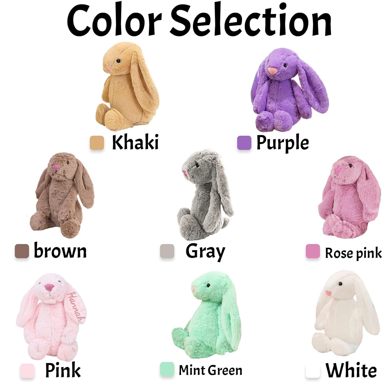 Personalized Embroidered Plush Bunny with Name - Handmade Custom Easter Toys with Embroidered Name, Baby’s First Easter Gift - Image 2