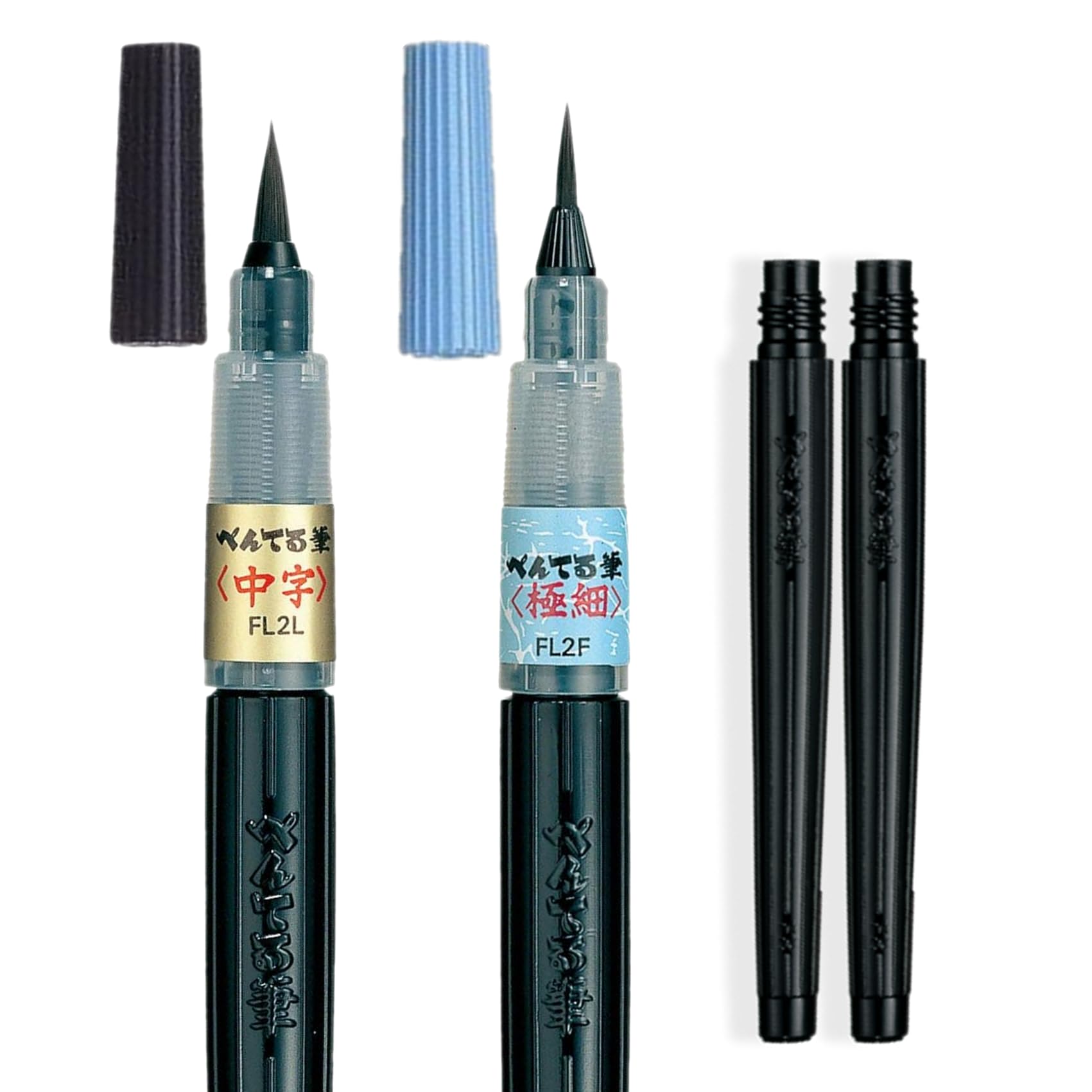 Pentel Genuine Brush Pen, Medium Point, Extra Fine Point + 2 Replacements, Perfect for Address Writing, Congratulatory Bag, New Year's Card, Black Ink, Made in Japan, Measurement and Note Card : Offic