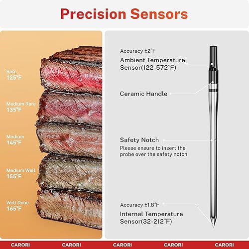 Miniatura 3 de Termómetro inteligente inalámbrico para carne con amplificador Bluetooth con aplicación, termómetro de alimentos de largo alcance de 550 pies para