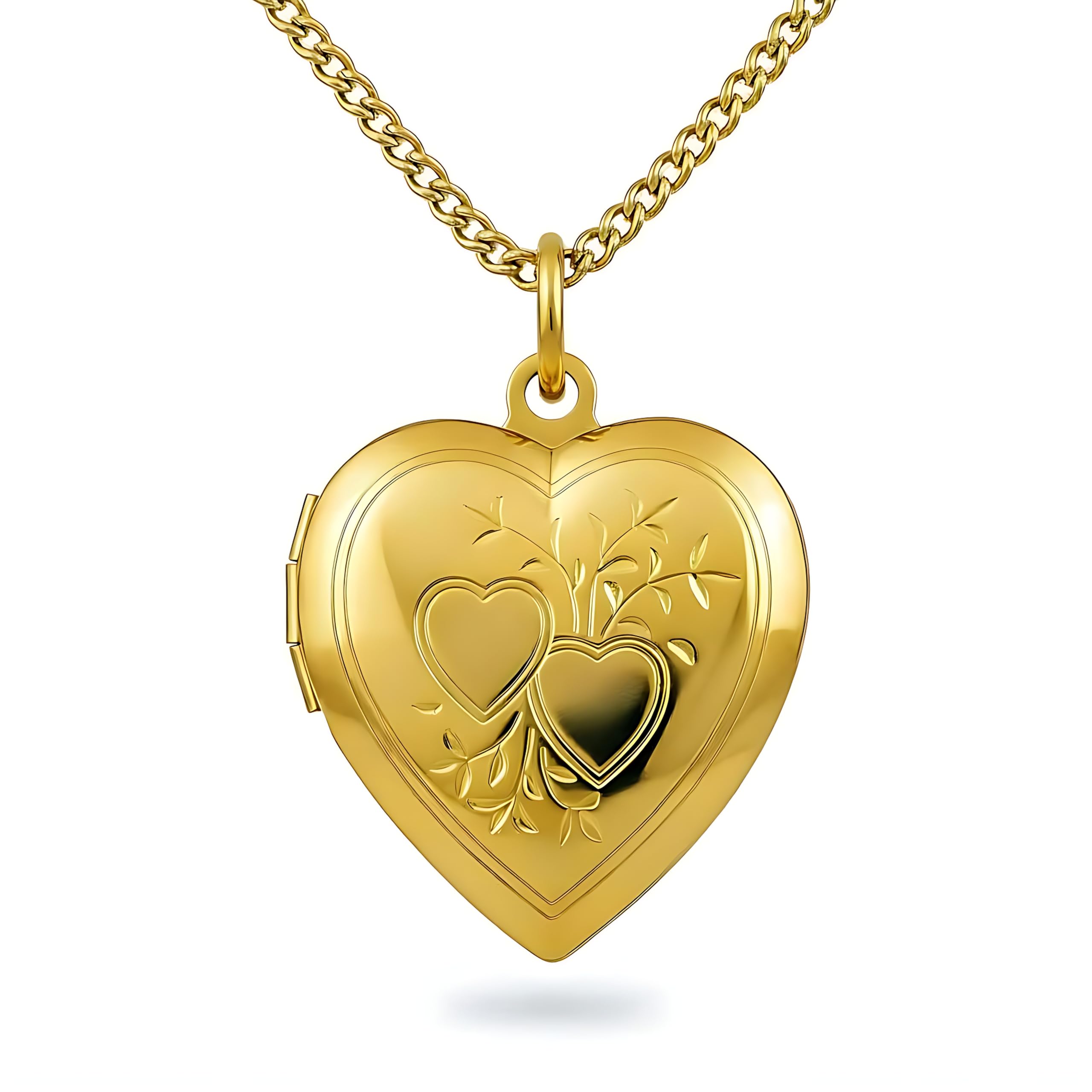 LIFETIME JEWELRY Two Hearts Locket Necklace That Holds Pictures 24k Gold Plated