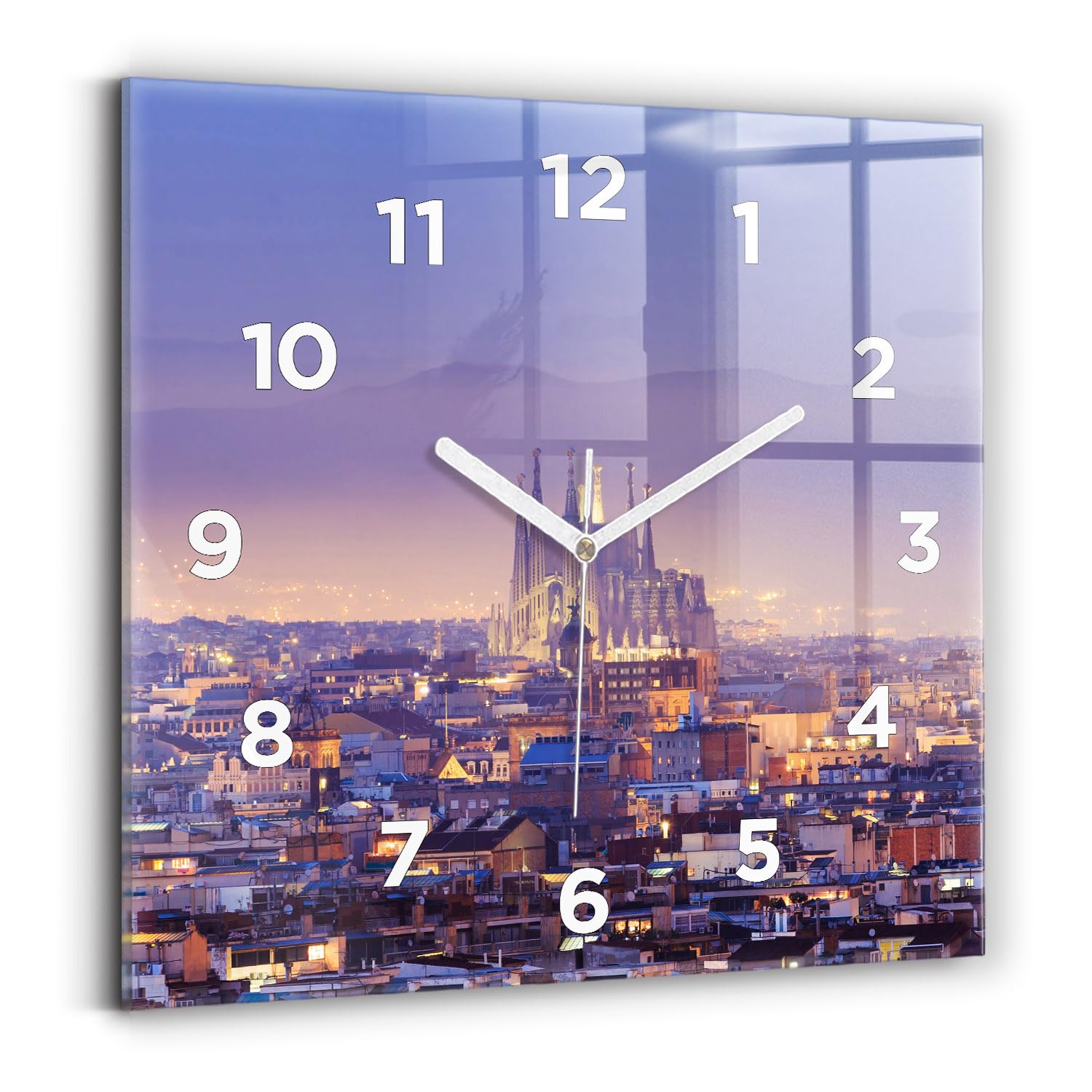 Horloge murale 30x30 cm moderne affichage analogique carrée et silencieuse Barcelone