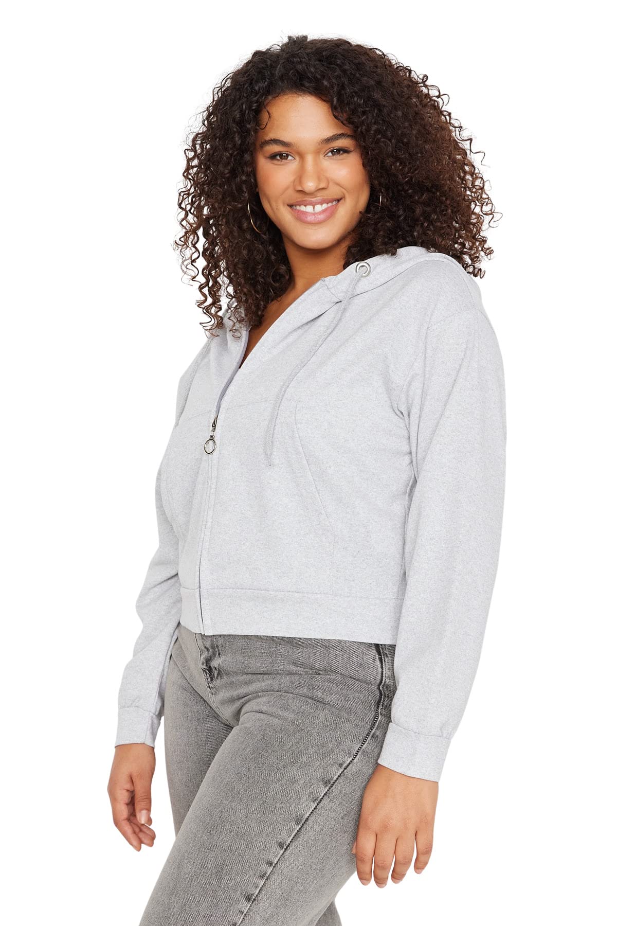 Trendyol Damen Gerade Lange Ärmel Übergroß Sweatshirt in Plus Size