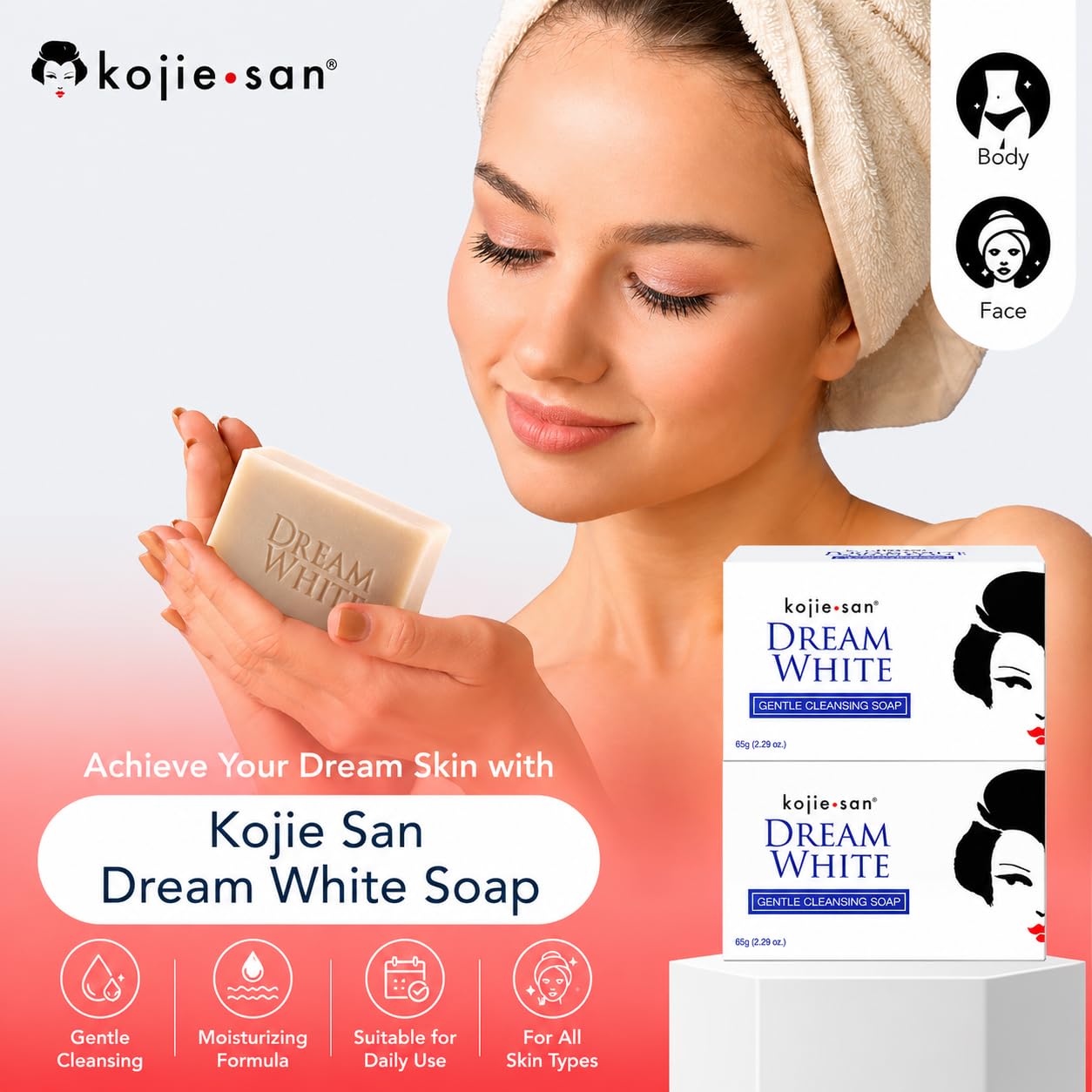 Amazon.com : Skin Science Original Kojie San Dream White Soap-65g,2 Bars  Per Pack - Guaranteed Authentic,2.29 Ounce (Pack of 2) : Beauty & Personal  Care