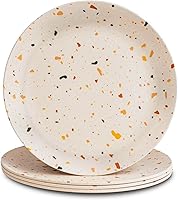 Vista 10 de Nook Theory Paquete de 4 platos de bambú reutilizables, no tóxicos, aptos para lavavajillas, no aptos para microondas (flor silvestre de 10 pulgadas)