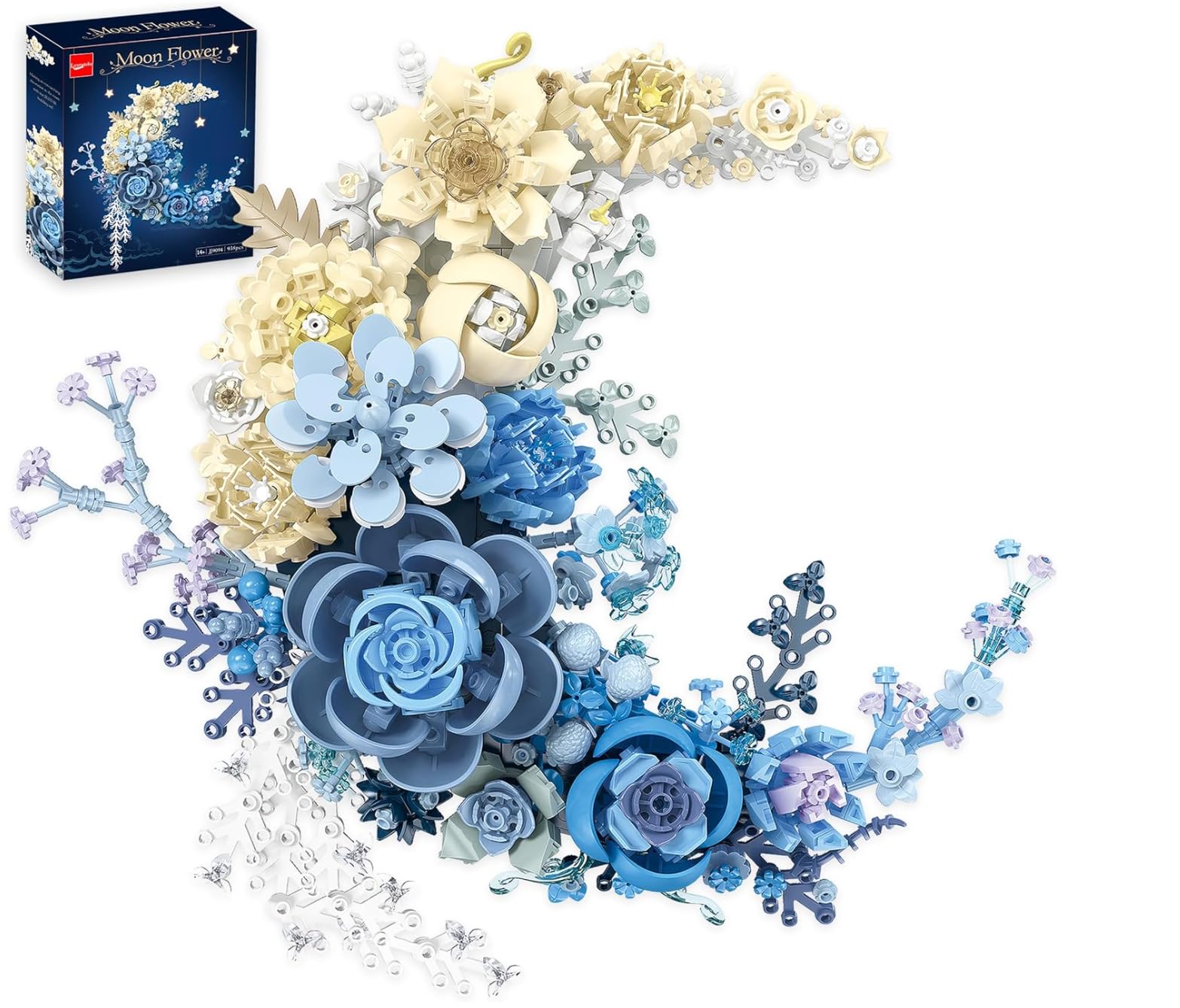 Moon Flowers Building Set,934PCS Botanical Bouquet Plant Toy for Adults 8+