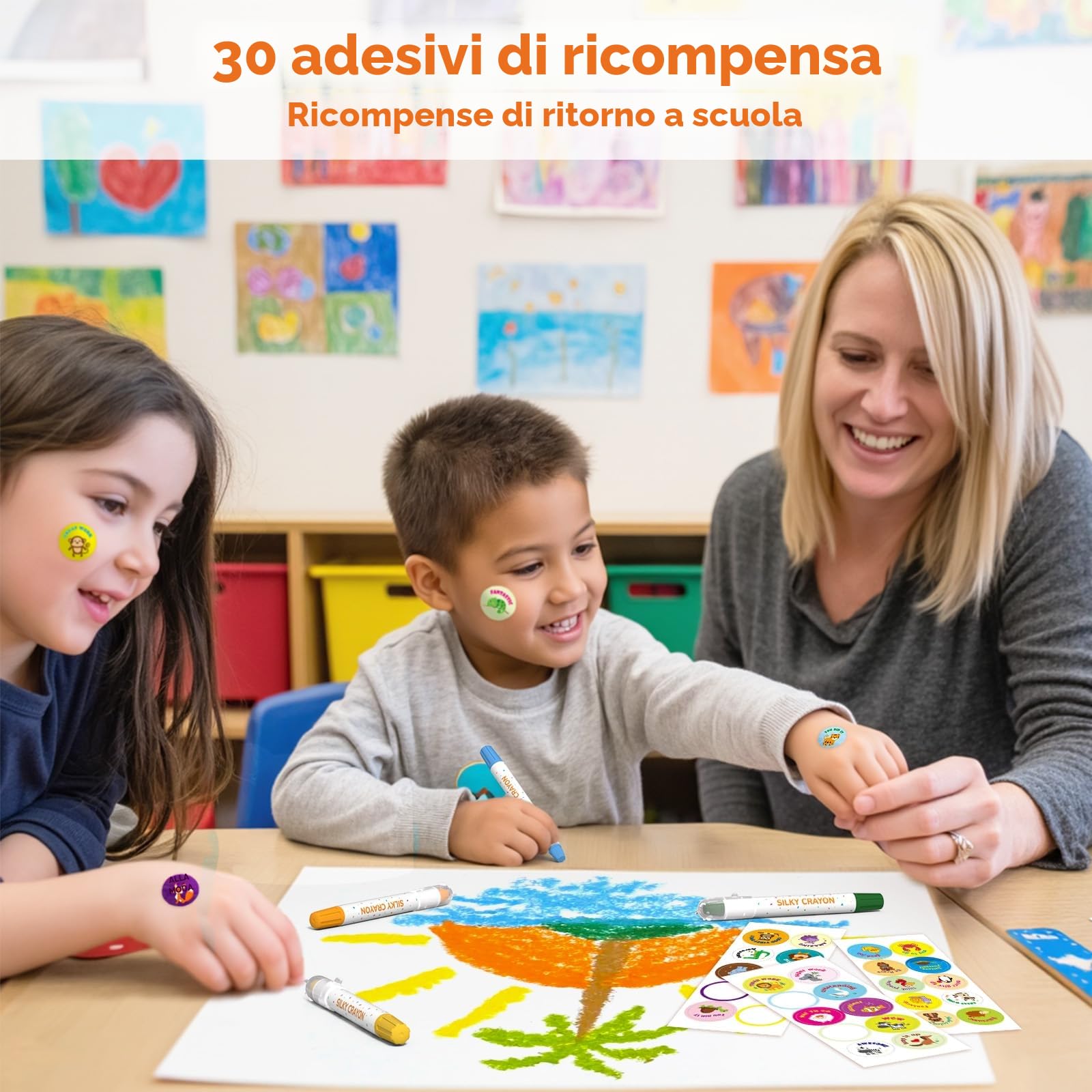 JUPITEARTH 36 pastelli colorati per bambini da 1 a 8 anni, non tossici, lavabili, forniture artistiche ultra setose e facili da impugnare