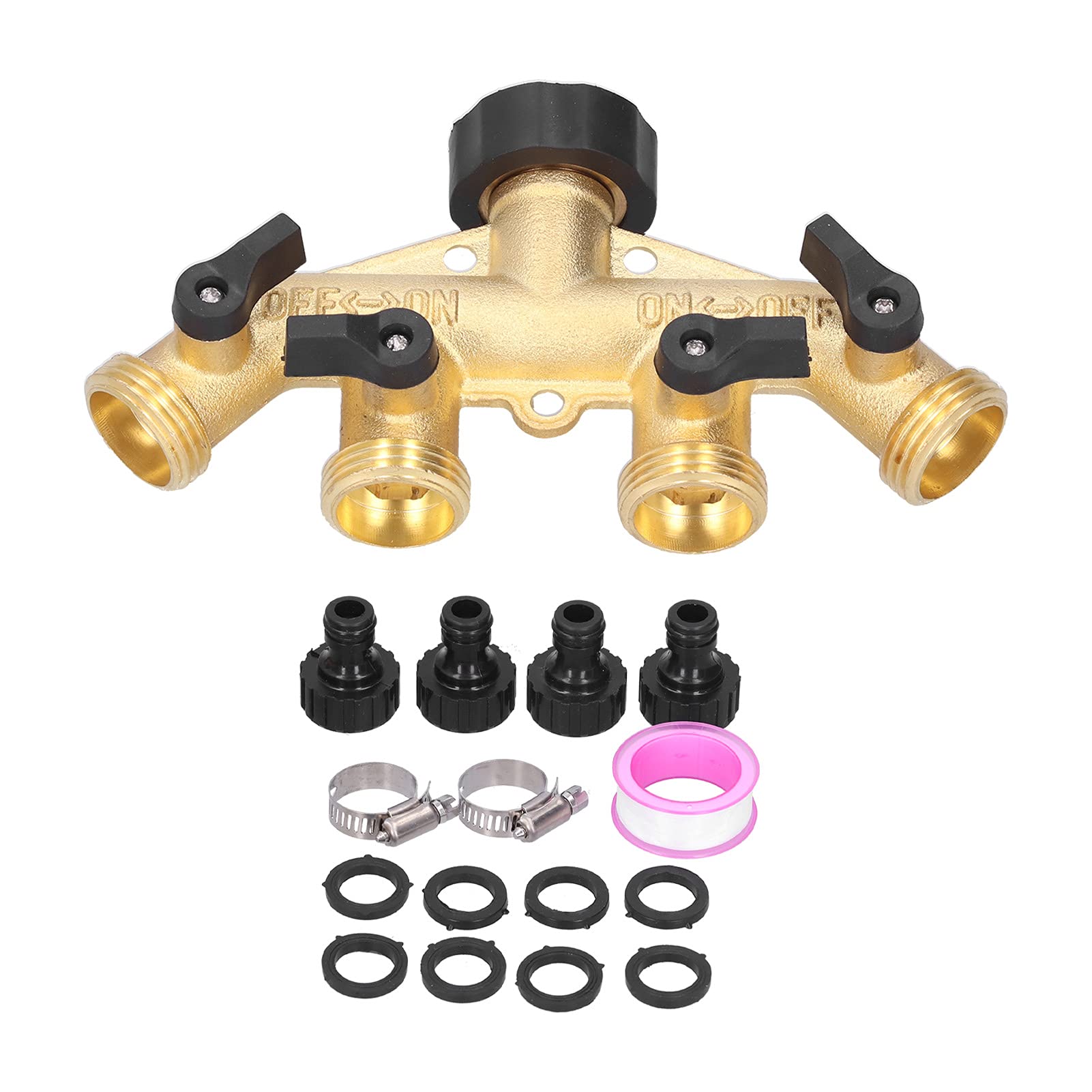 G3/4 Divisor de manguera de agua de 4 vías Adaptador de manguera de jardín Distribuidor de conector de riego para grifo
