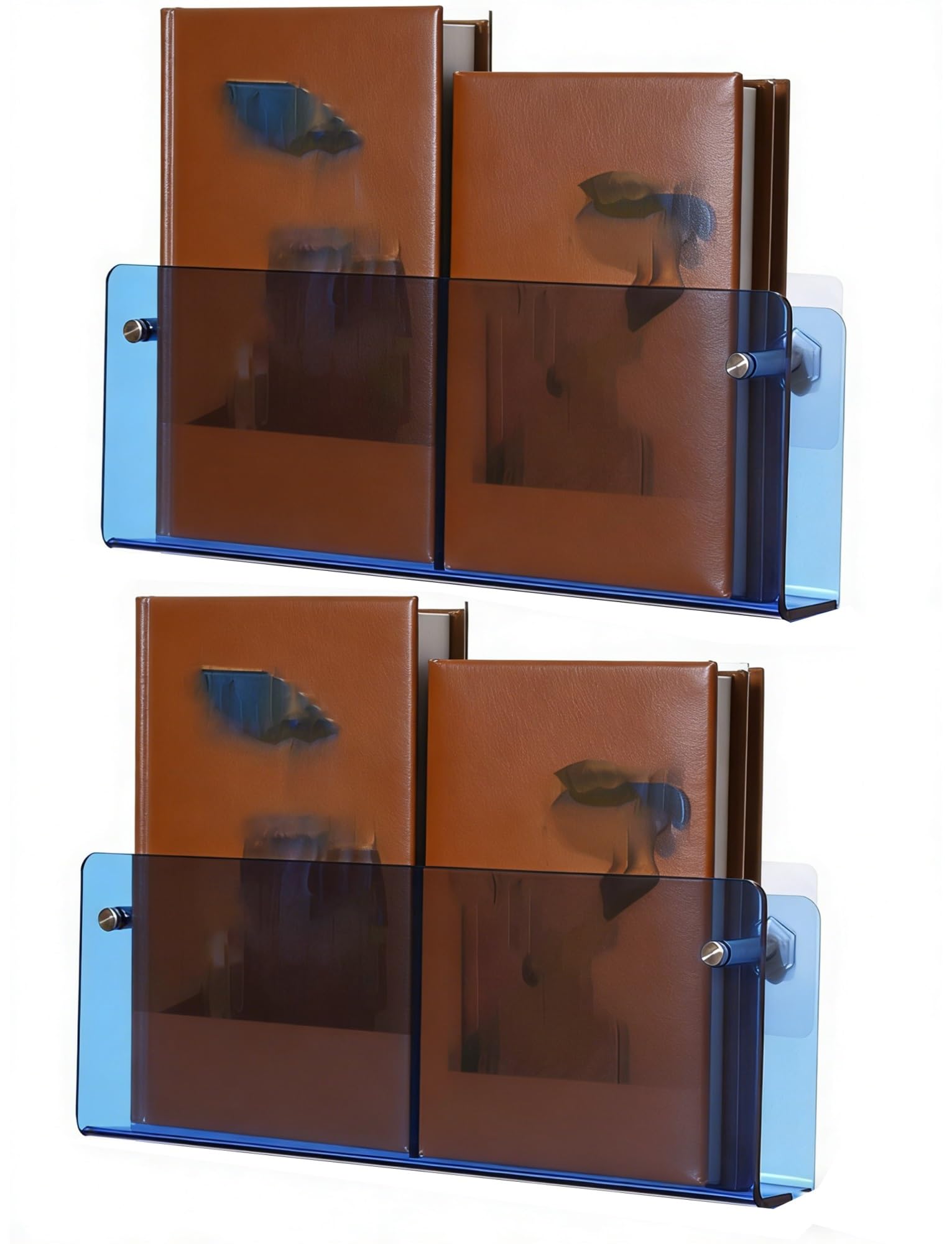 Fcfpxwtz Deep Blue Acrylic Wall-Mounted Magazine And Book