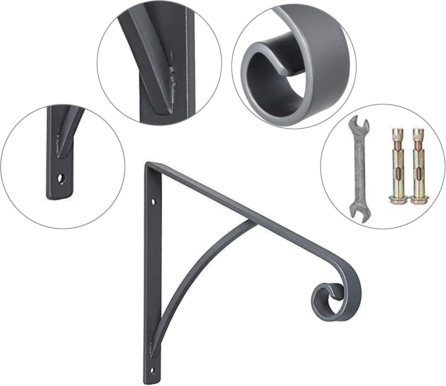 Exсluѕіvе Dіѕсоunt 90% Prісе ATYOUK Single Post Handrail Wrought Iron Post Mount Step Grab Supports with Base Plate Fits 1 or 2 Steps Grab Rail Single Post Railing