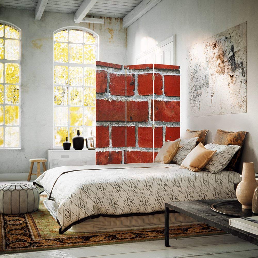 Feeby Paravent Mur 3 Panneaux 110x150 cm Une Seule Côté Cloison De Séparation Écran Pliant Paravent Interieur Décoratif Mur Espagnol Impression sur Toile Chambre d'enfant Salon Bureau Rouge
