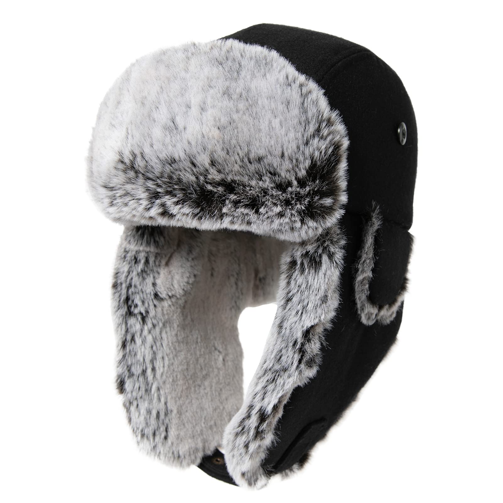 ComhatsWinter Wool Blend Trapper Hat for Men Ladies Warm Hats with Thick Soft Faux Fur Earflap Fleece Lined Hats for UK Cold Weather | Super Warm