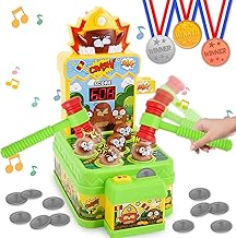 Ulikey Mole Catcher, Hammering Game with 2 Hammers and 12 Coins, Mole Hammering Toy, Mini Electronic Arcade Toy for Children 3-6 Years Old