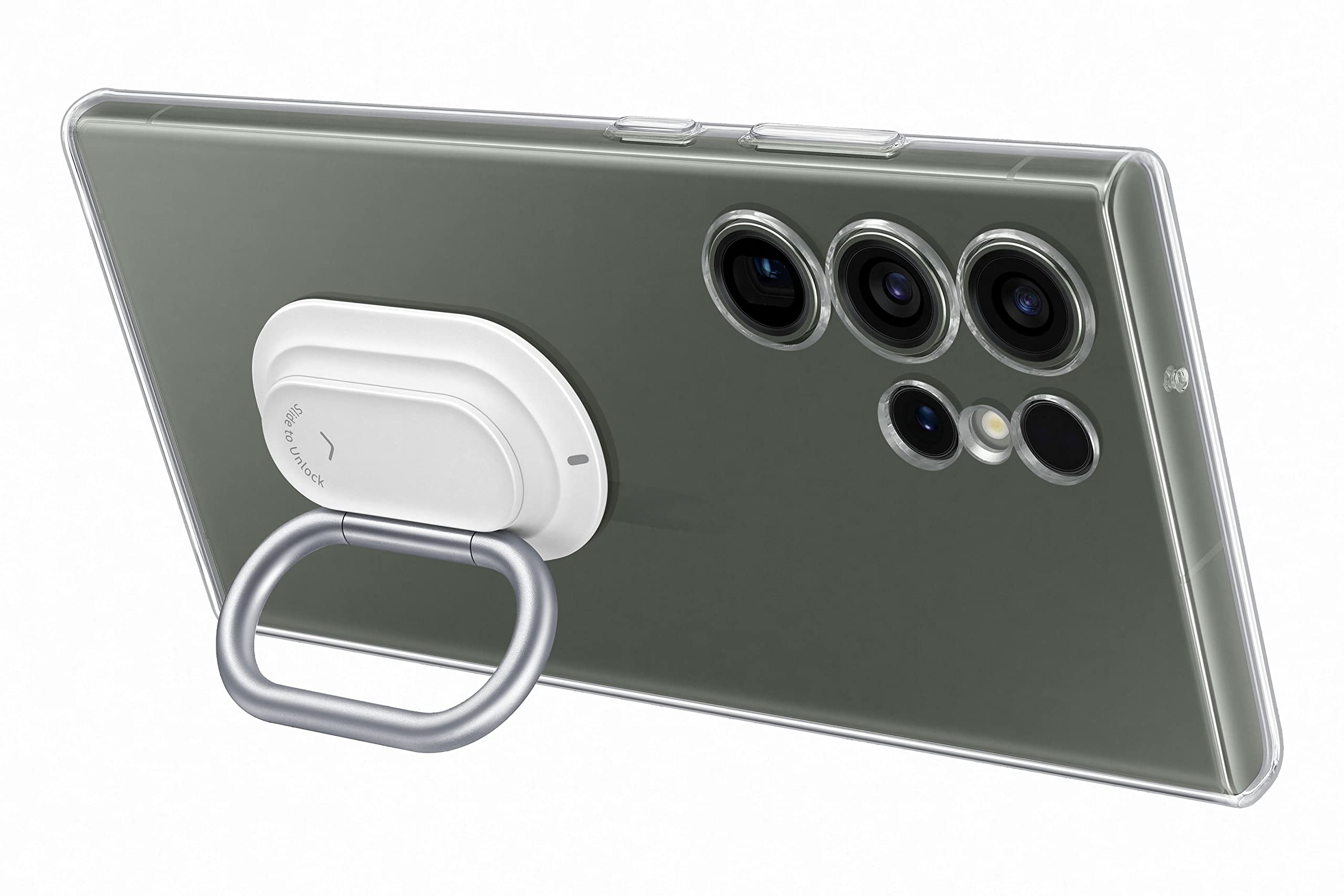 Samsung Clear Gadget Smartphone Case EF-XS918 für Galaxy S23 Ultra, Handy-Hülle, Standfuß, Durchsichtig, Kratzfest, Fingerhalterung, Ringhalter, Transparent