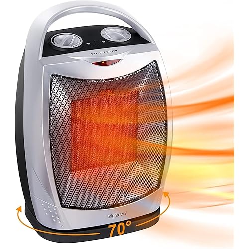 Portable Ceramic Space Heater 1500W/750W, 2 in 1 Oscillating Electric Room Heater with Tip-Over and Overheat Protection, 200 sq. Ft Fast Heating for Indoor Bedroom Office Desk Home