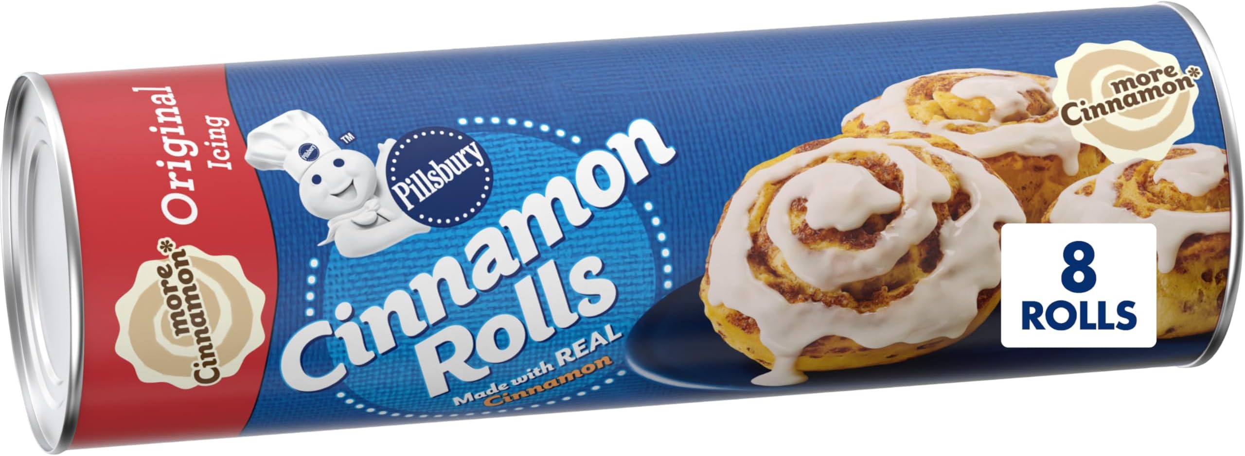 Cinnamon Rolls with Original Icing, Refrigerated Canned Pastry Dough, 8 Rolls, 12.4 oz