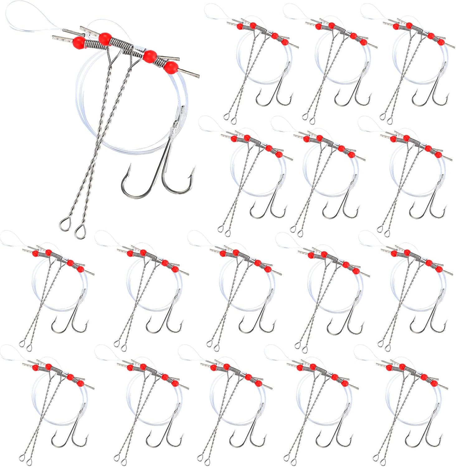 Crappie Rig Fishing Leaders with Two #6 Aberdeen Gold Hook Two Wire Spreader Arms Equipment Tackle Kit for Lures Bait Rig or Hooks Fishing Gift