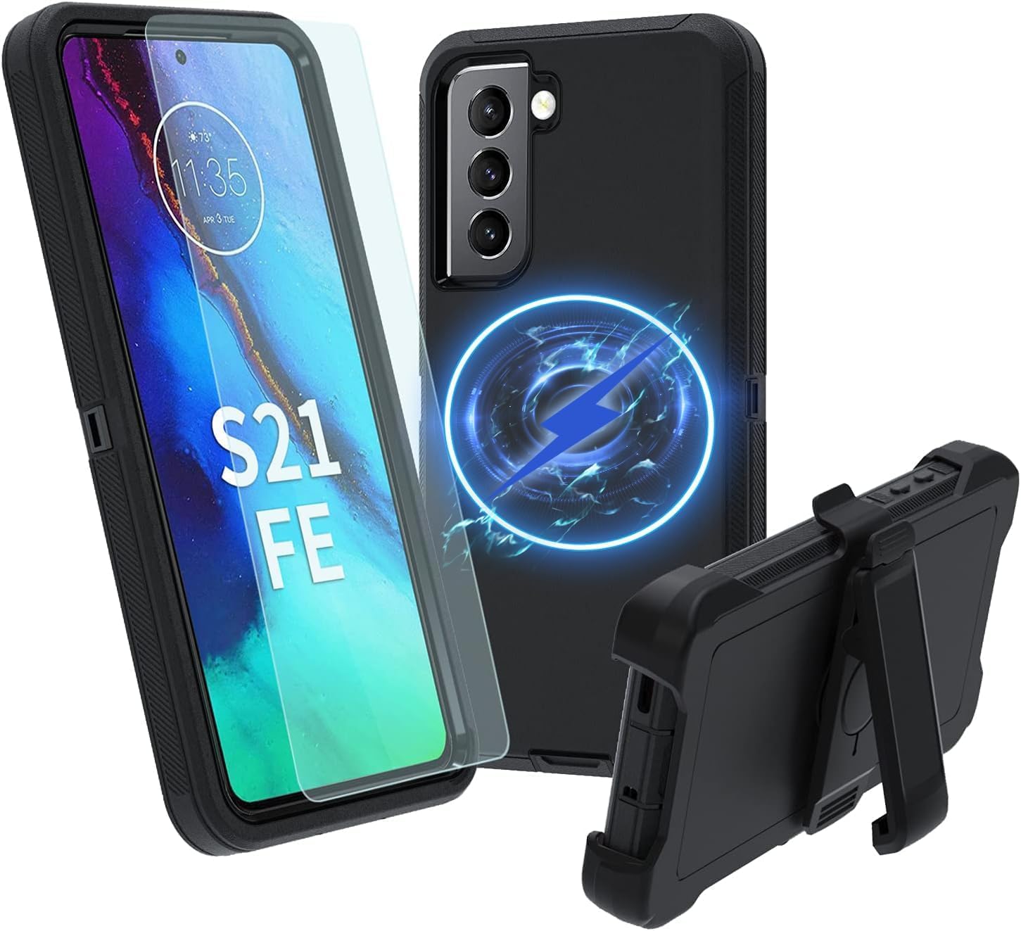 Galaxy S21 FE case,Samsung S21 FE 5g case S21 FE Heavy Duty case[ with Clip], [Shockproof] [Dropproof] [Dust-Proof], Compatible with Galaxy S21 FE/Galaxy S21 FE 5G