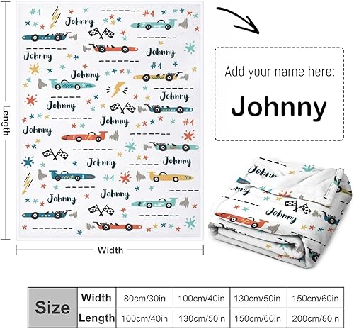 Miniatura 2 de Artsadd Mantas personalizadas con nombre y diseño de transporte, manta con estampado de coches para niñas, niños, ropa de cama para niños pequeños,